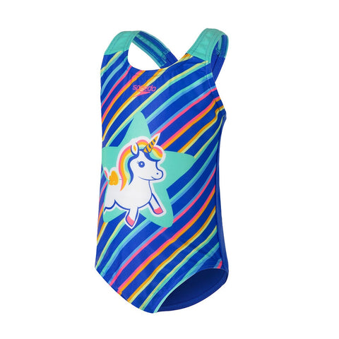 Toddler Girls Rainbow Unicorn Swimsuit Artic Green