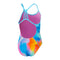 Girls Placement Lane Line Back One Piece Kiki Pink Blue