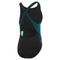 Womens High Neck Splice Crossback Swimsuit Dark Teal